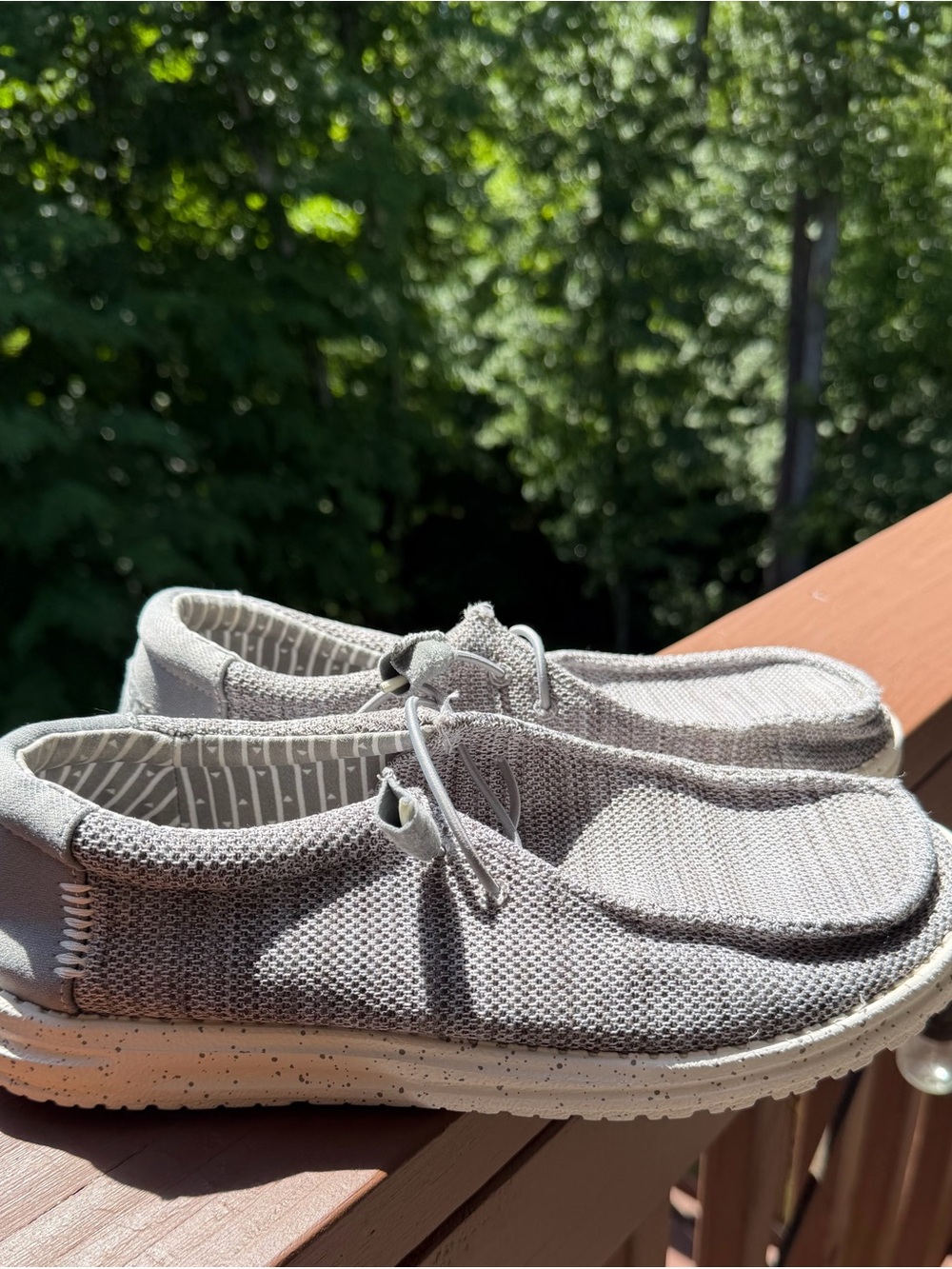 Hey Dude Knit Slip-On Loafers in Light Gray